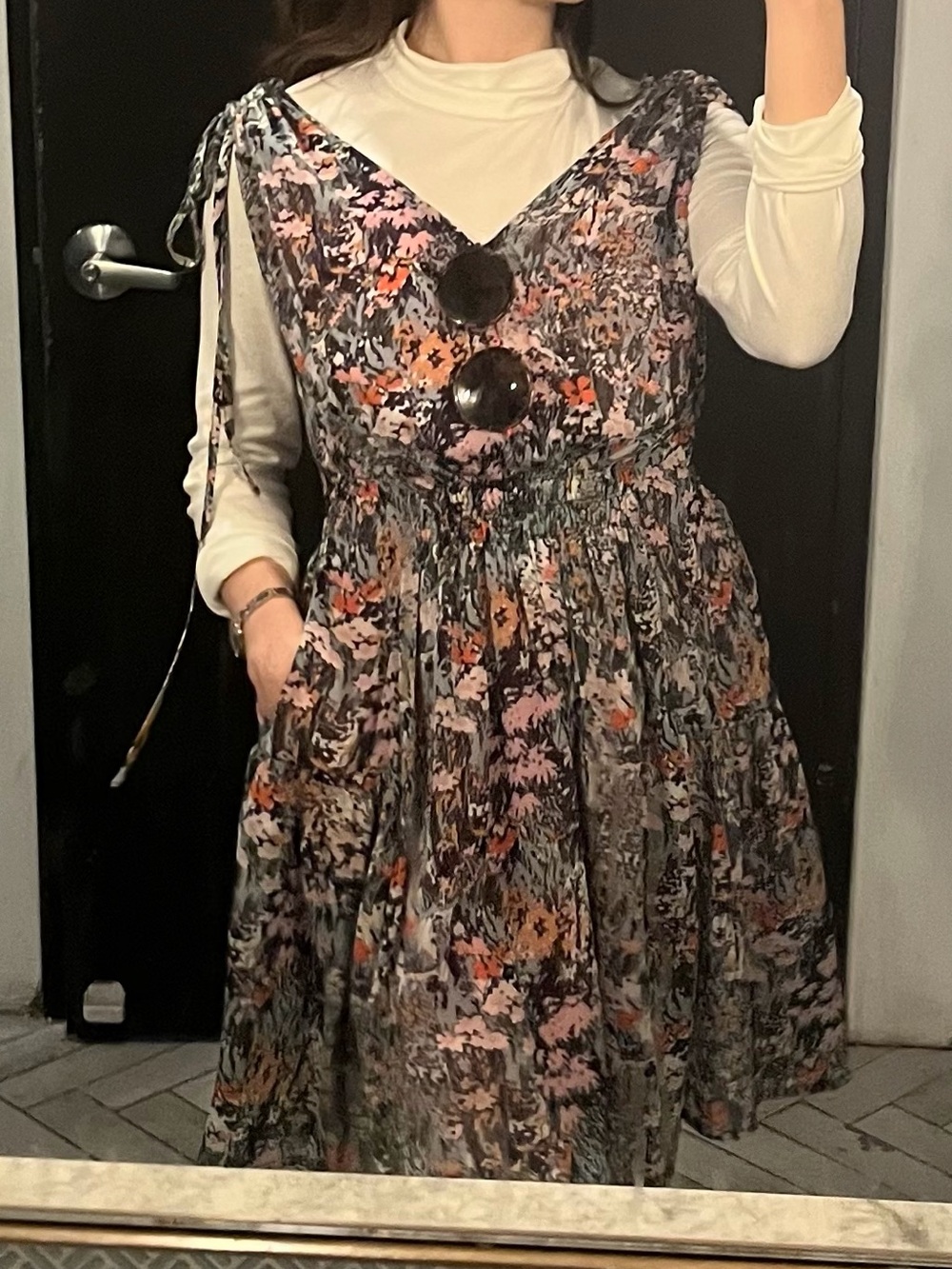 Floral Smocked Waist Midi Dress in Multi-Color